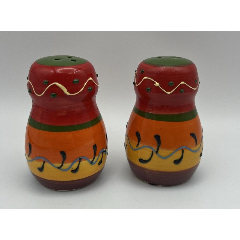 Hand Painted Made In Spain Colorful Salt And Pepper Shakers